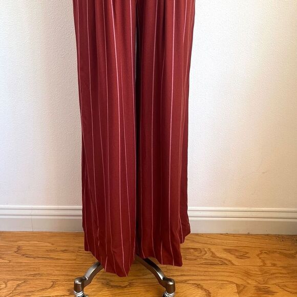 Three Floor Margaux Jumpsuit Rust Striped One-Shoulder Ruffle Belted Size 4 - Picture 10 of 15